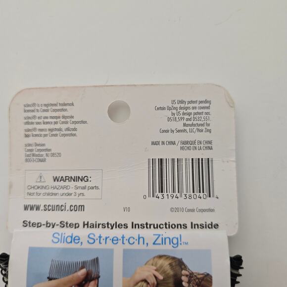 SCUNCI Effortless UPZING Beaded Medium Double Combs Slide Stretch Zing Black - Picture 5 of 6